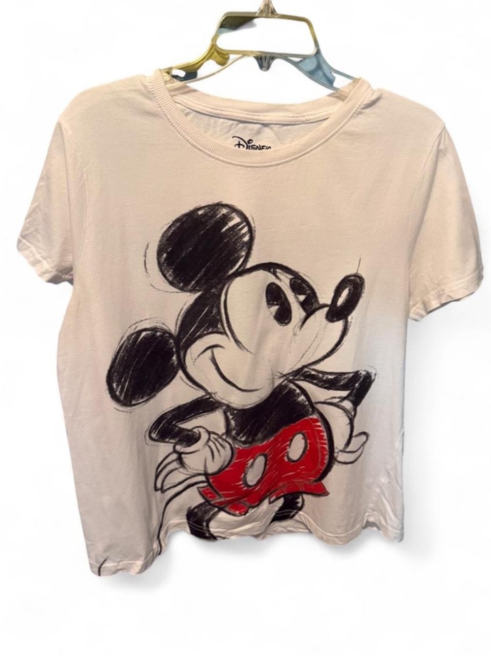 Disney White Men’s Mickey Sketch Tee with Red Shorts - Streetwear Style